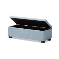 Baxton Studio BBT3101-OTTO-Light Blue-H1217-21 Roanoke Modern and Contemporary Light Blue Fabric Upholstered Grid-Tufting Storage Ottoman Bench